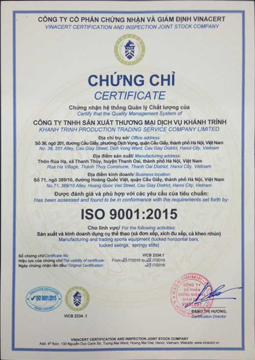 ISO quality management certificate 3